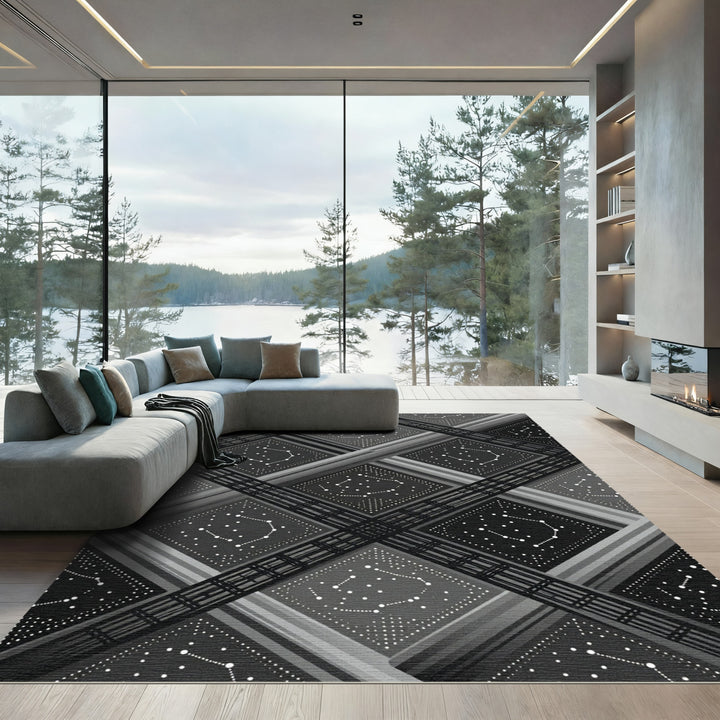 Dark Galaxy Constellation Square Rug