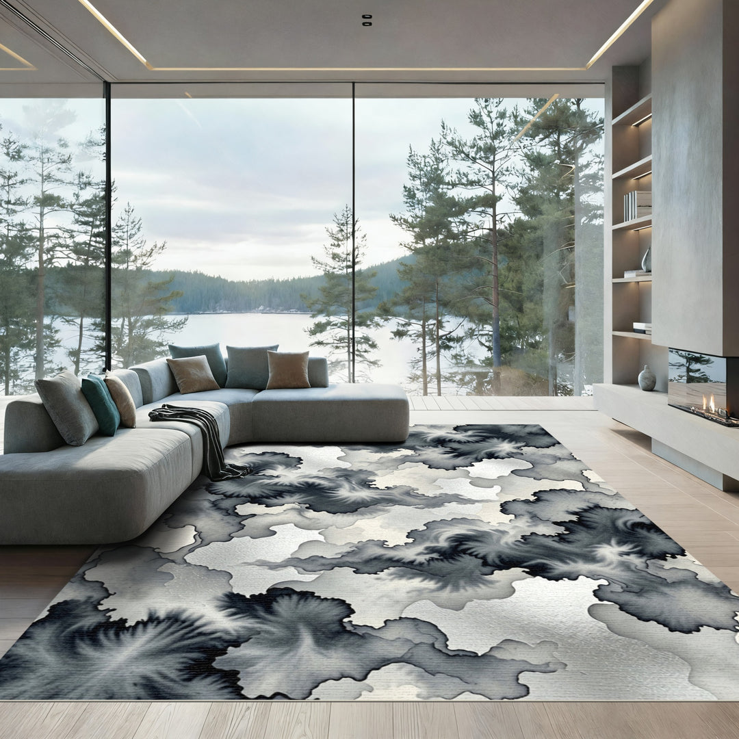 Monochromatic Ink Cloud Rug