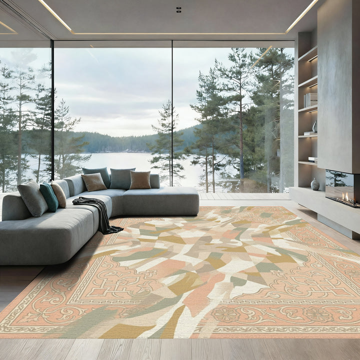 Pastel Abstract Medallion Texture Rug