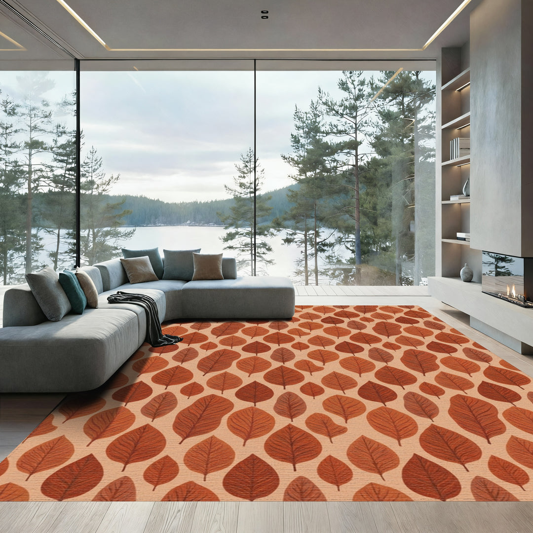 Earthy Autumn Leaf Arrangement Rug