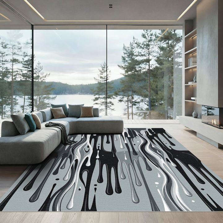 Monochromatic Dripping Paint Rug