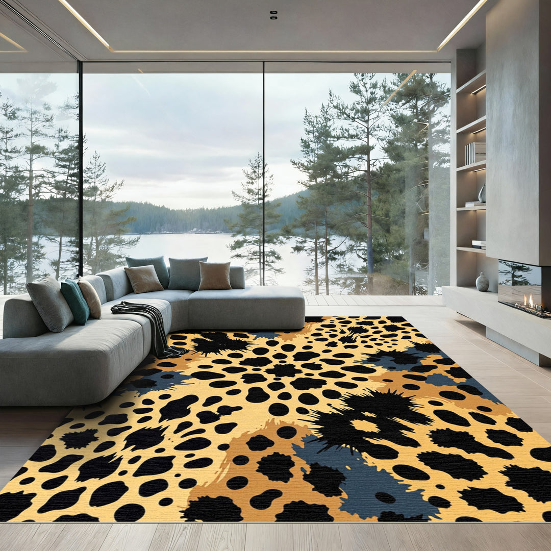 Bold Black Spots Animalistic Rug