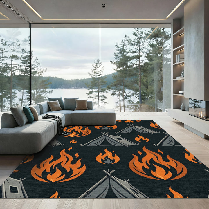Campfire Tent Fire Orange Rug