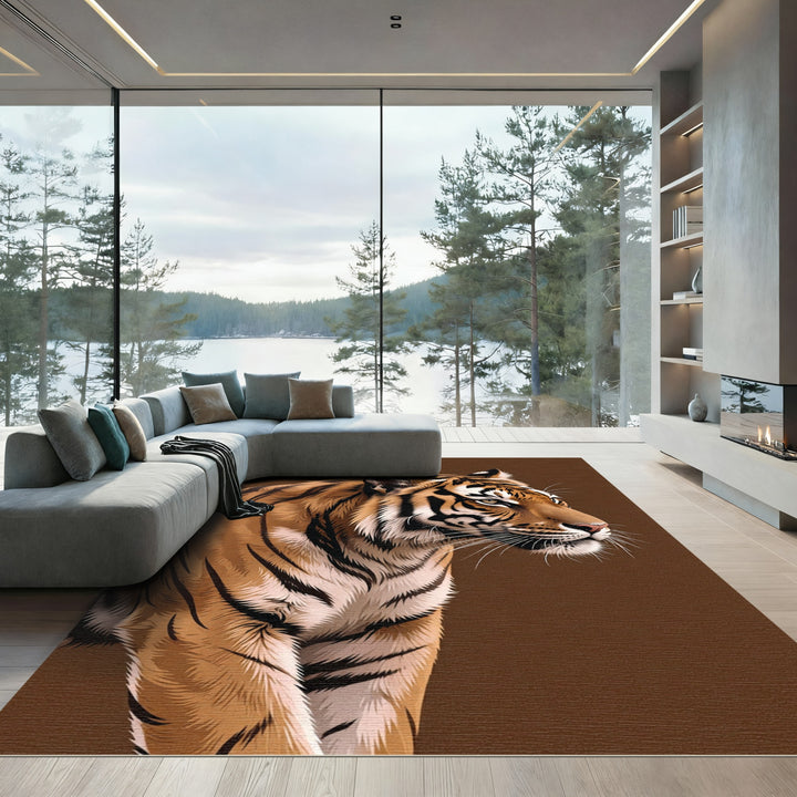 Majestic Tiger Orange Black Stripes Rug