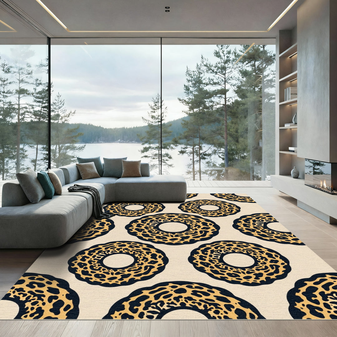 Bold Leopard Ring Repeating Pattern Rug