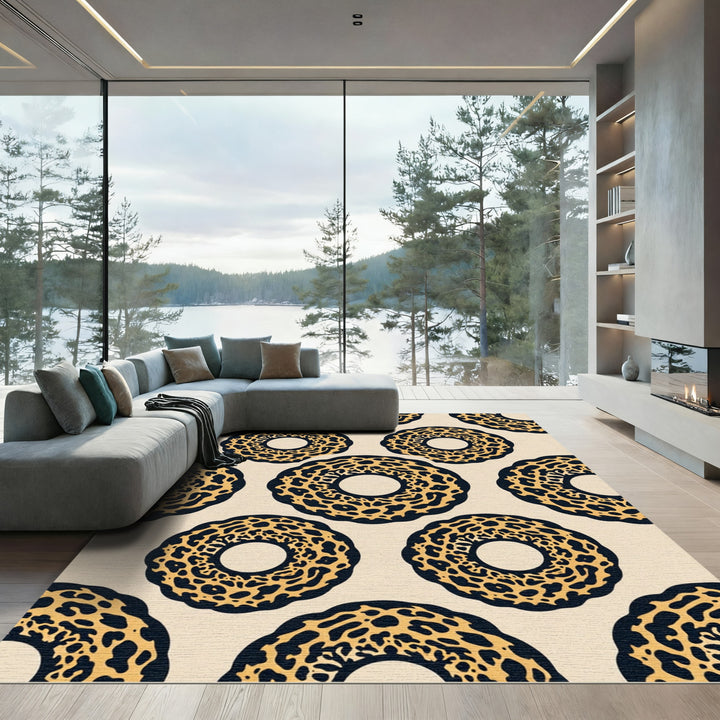 Bold Leopard Ring Repeating Pattern Rug