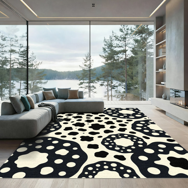 Dotted Black Organic Shapes Rug