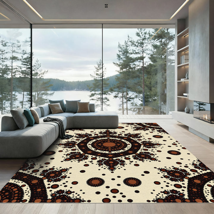 Brown Fractal Dot Mandala Rug
