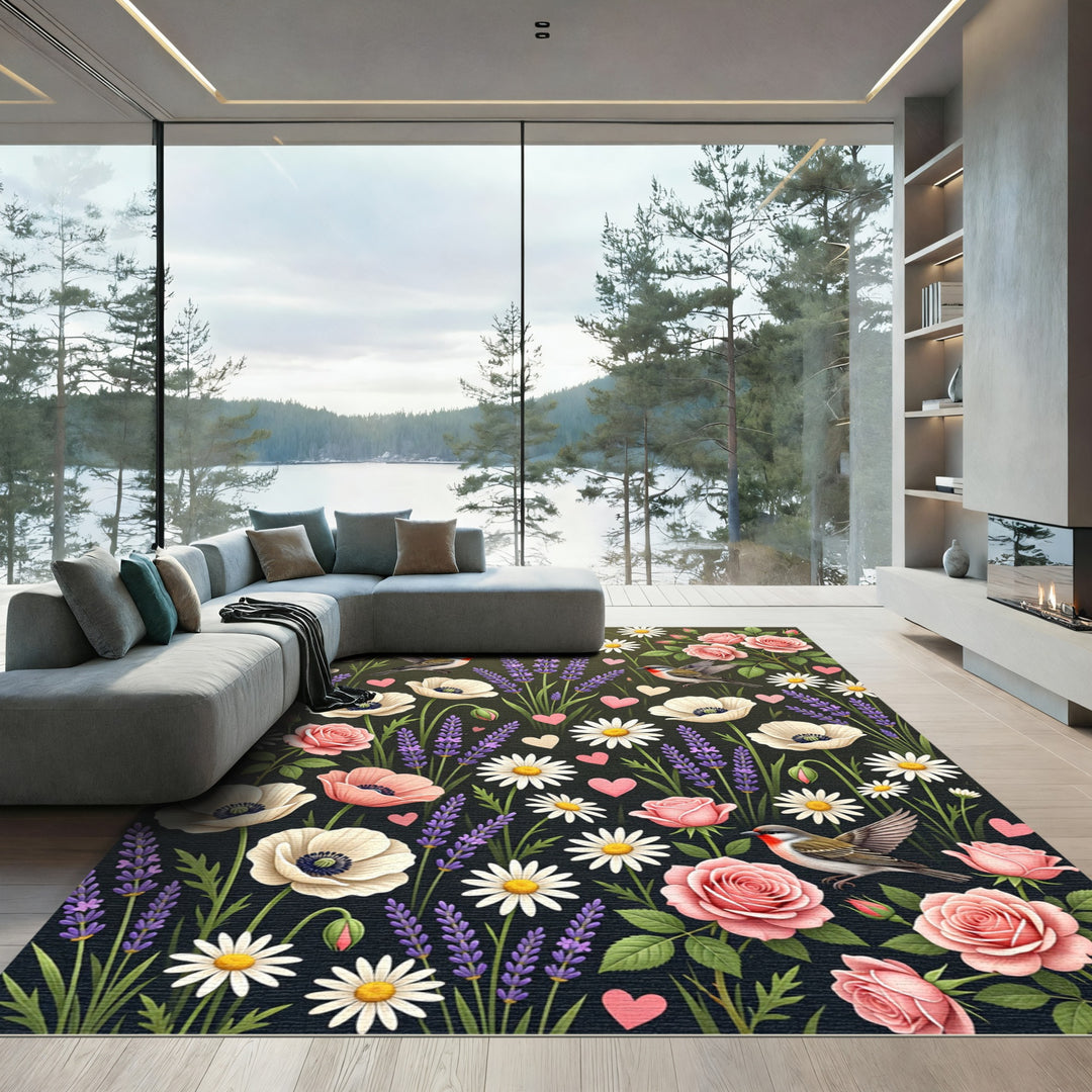 Botanical Garden Birds And Roses Rug