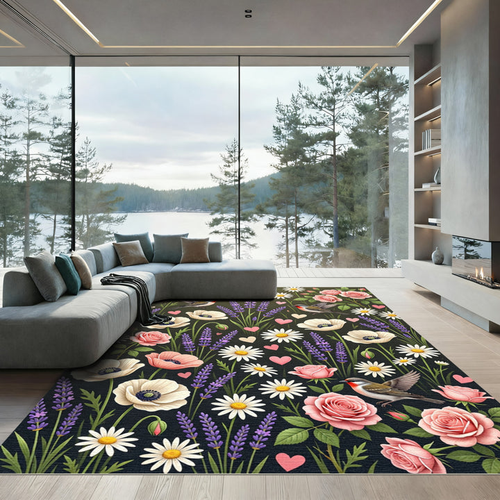 Botanical Garden Birds And Roses Rug