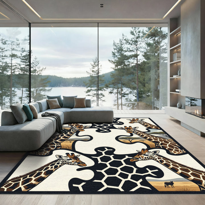 Savanna Giraffe Puzzle Tile Rug