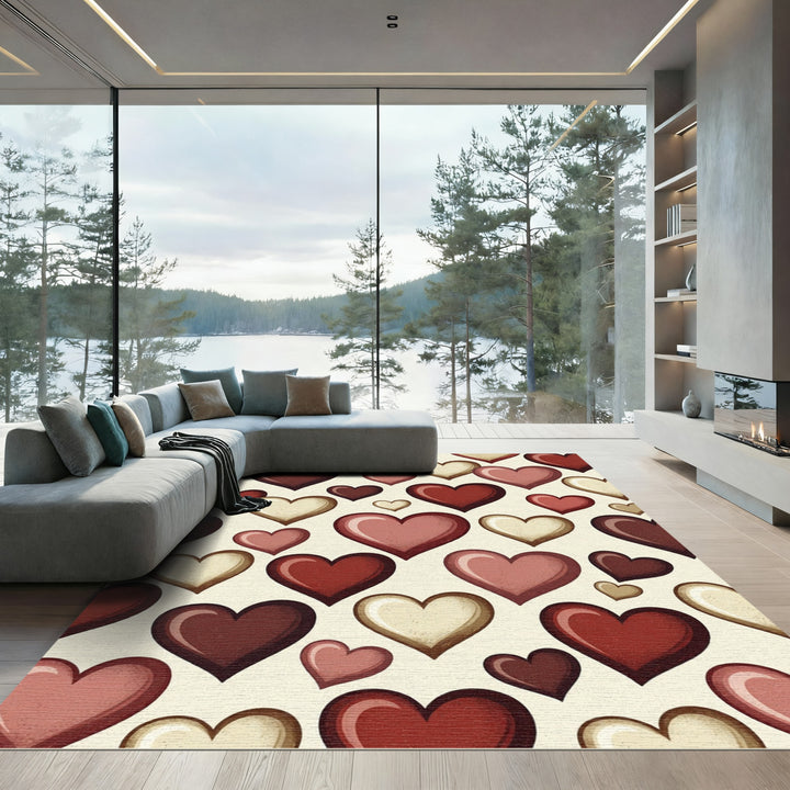 Romantic Red Burgundy Heart Collection Rug