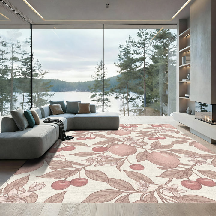 Dusty Rose Lemon Cherry Branches Rug