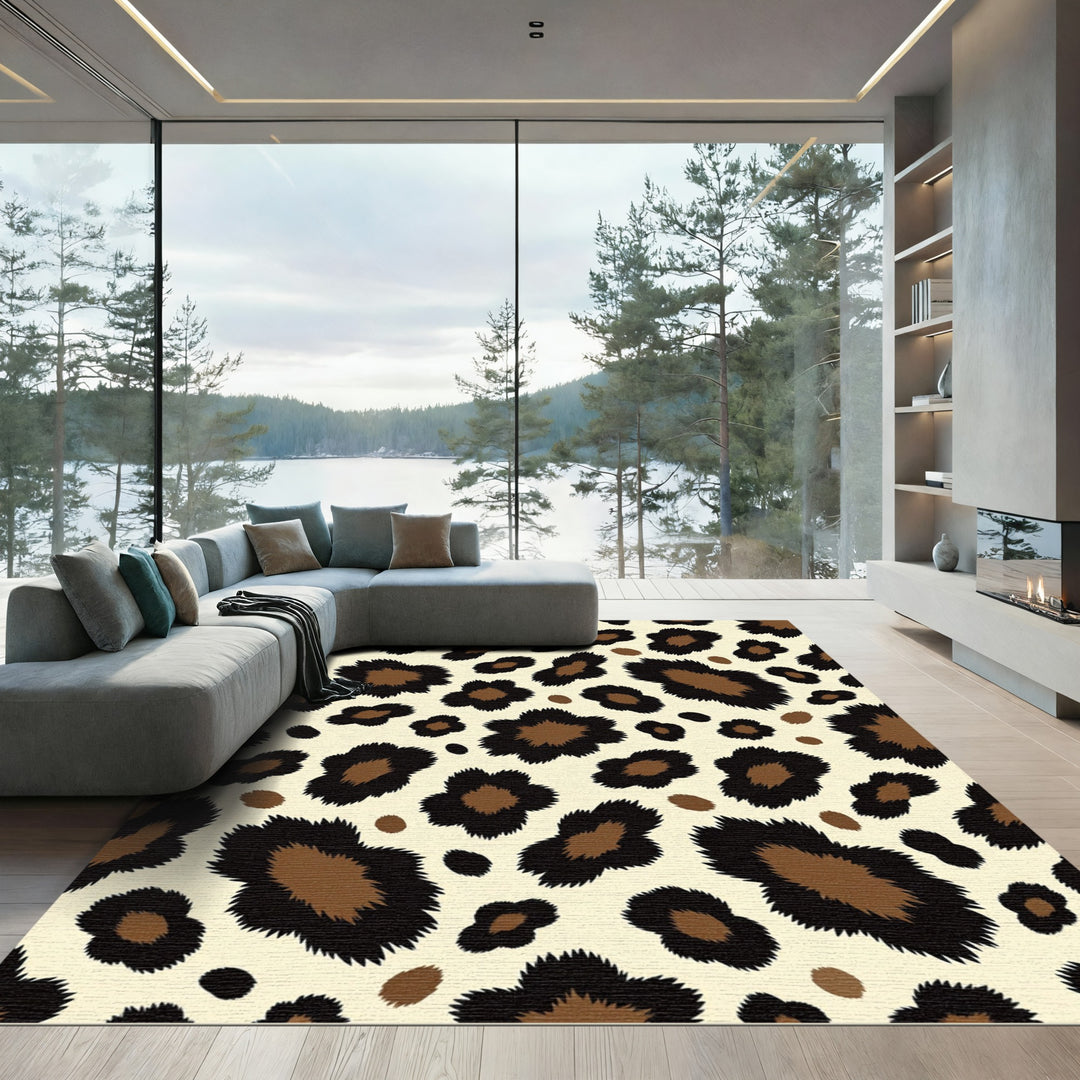 Wild Brown Leopard Spots Rug