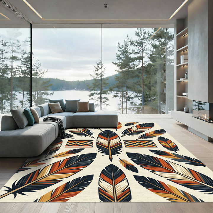 Tribal Feather Art Rug
