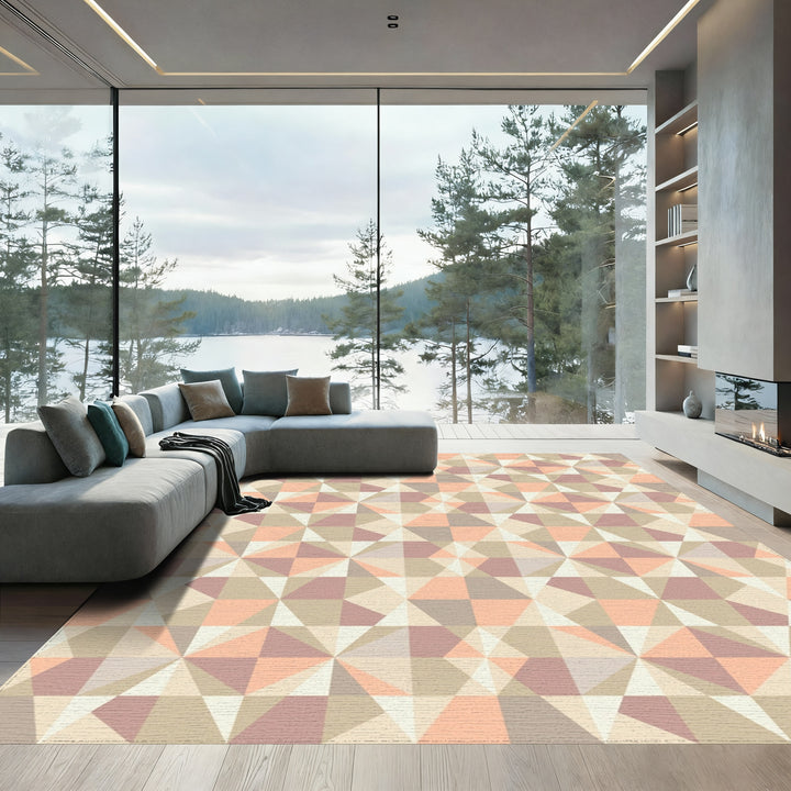 Geometric Pastel Diamond Starburst Rug