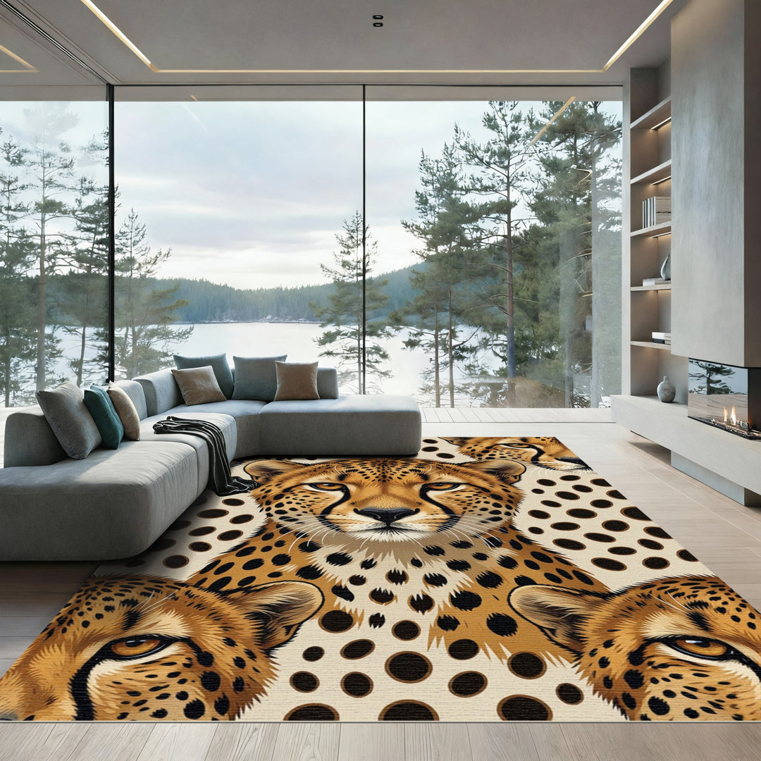 Golden Cheetah Spots Contemporary Composition Rug
