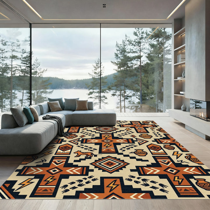 Tribal Geometric Earth Tone Rug