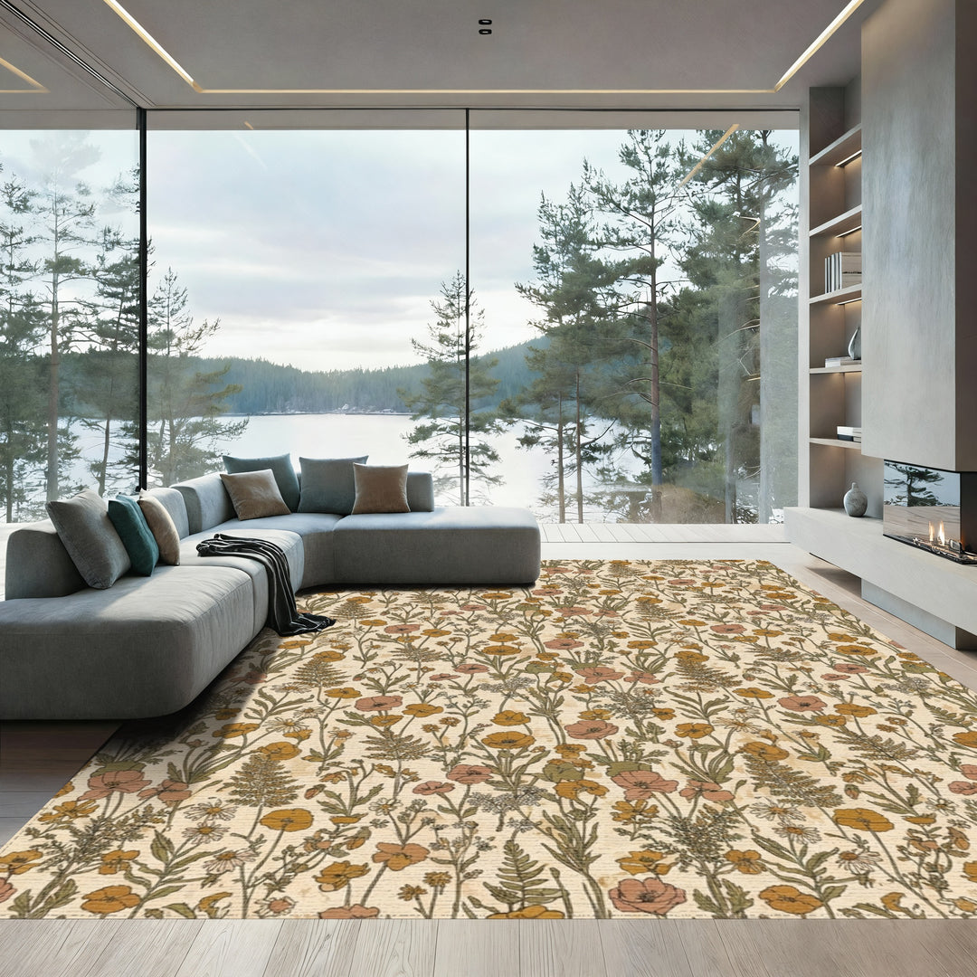 Vintage Floral Fern Meadow Rug