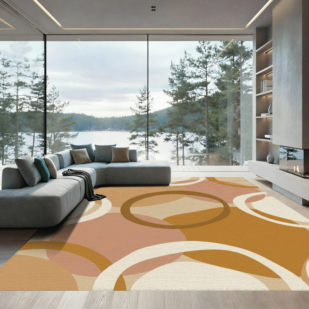 Earthy Geometric Abstract Circles Rug