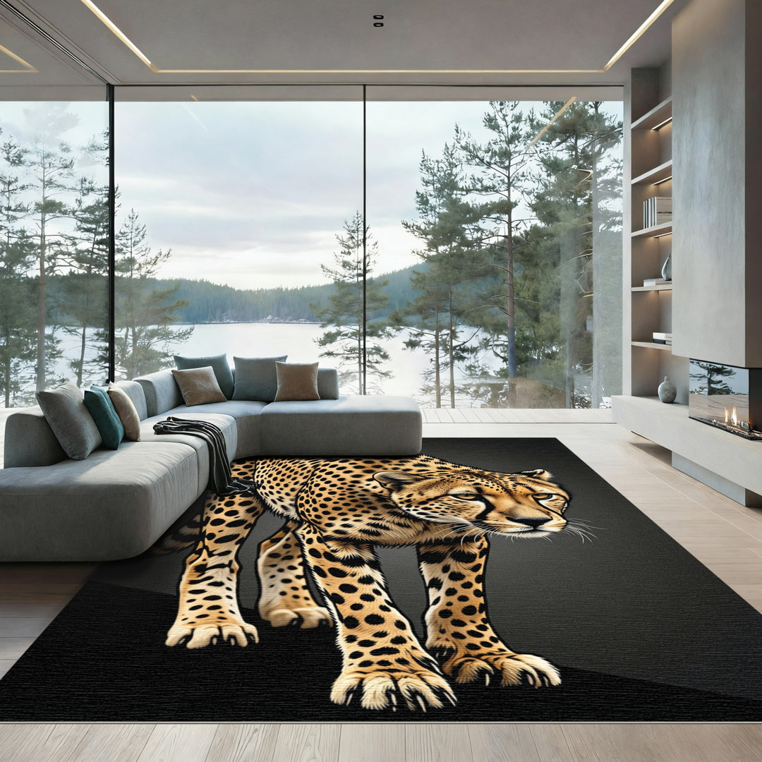 Golden Leopard Spotted Animal Rug