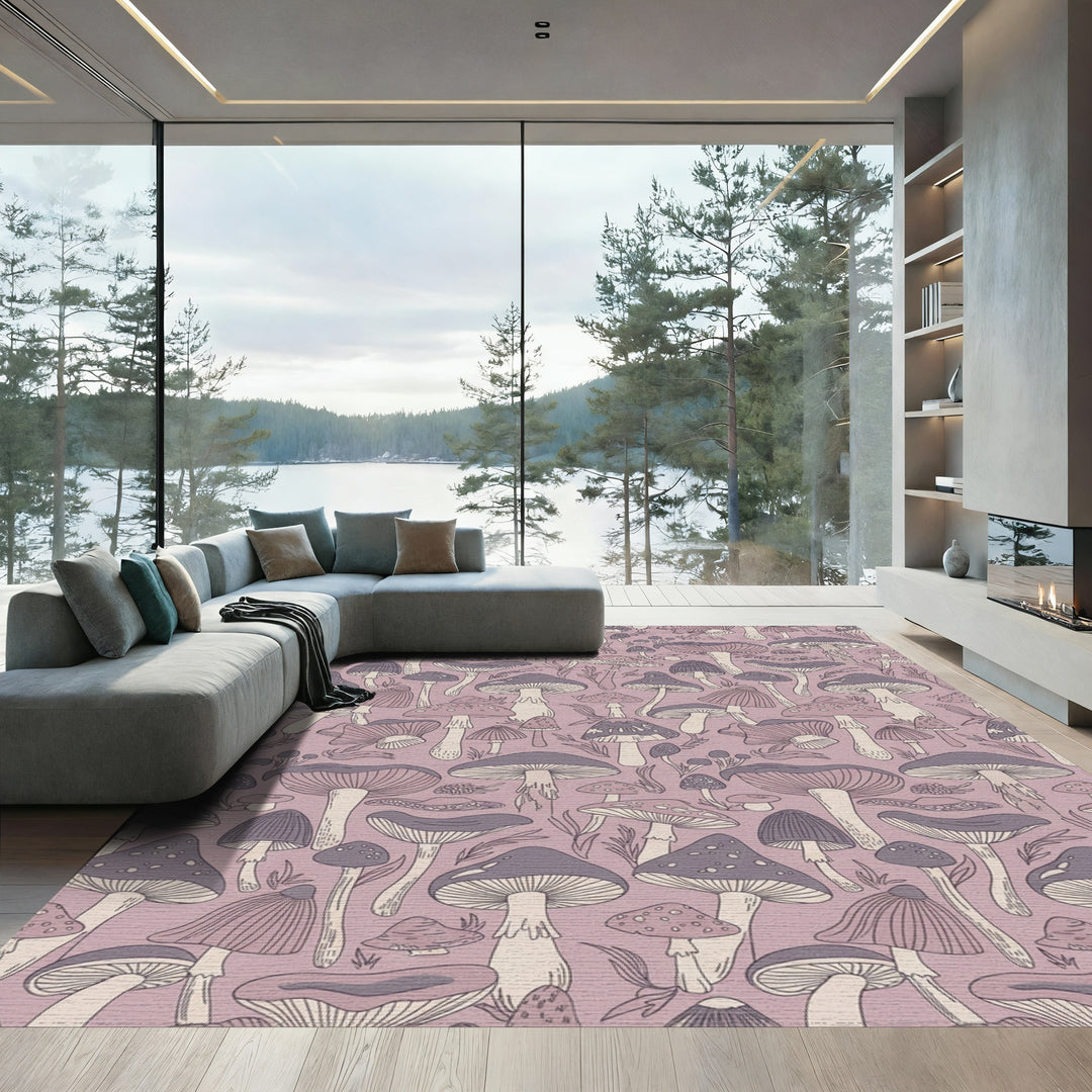 Pastel Purple Mushroom Forest Rug