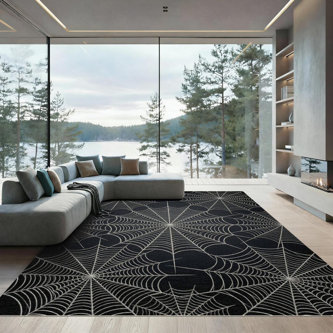 Gothic Gray Spiderweb Array Rug