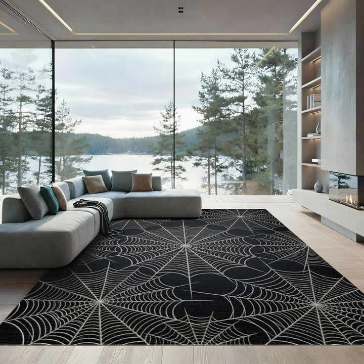 Gothic Gray Spiderweb Array Rug
