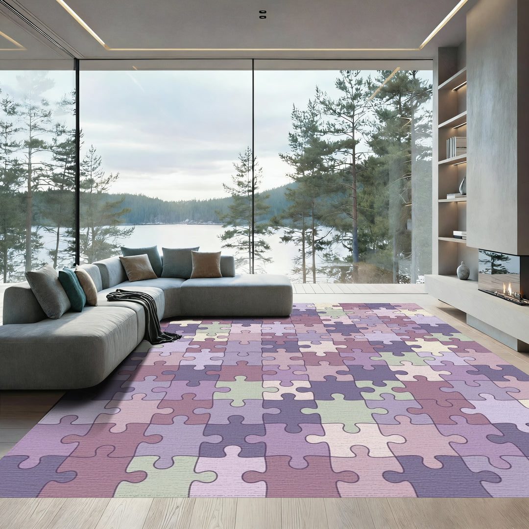 Soft Pastel Puzzle Pieces Rug