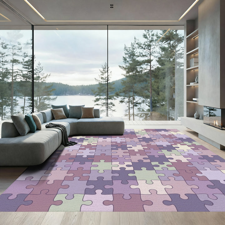 Soft Pastel Puzzle Pieces Rug