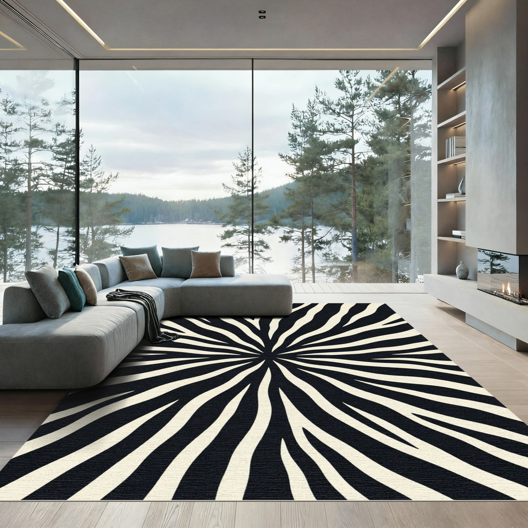 Black Cream Wild Streaks Rug