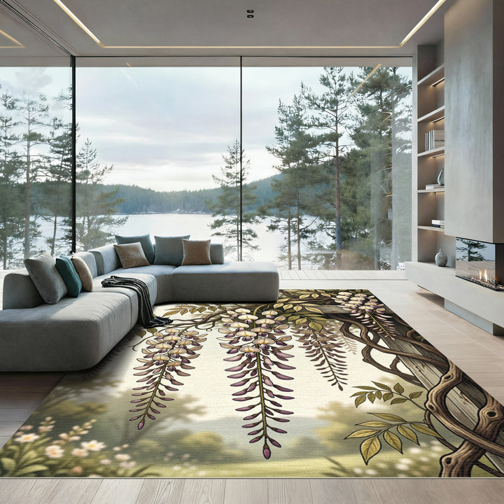 Wisteria Cascade Floral Wooden trellis Rug