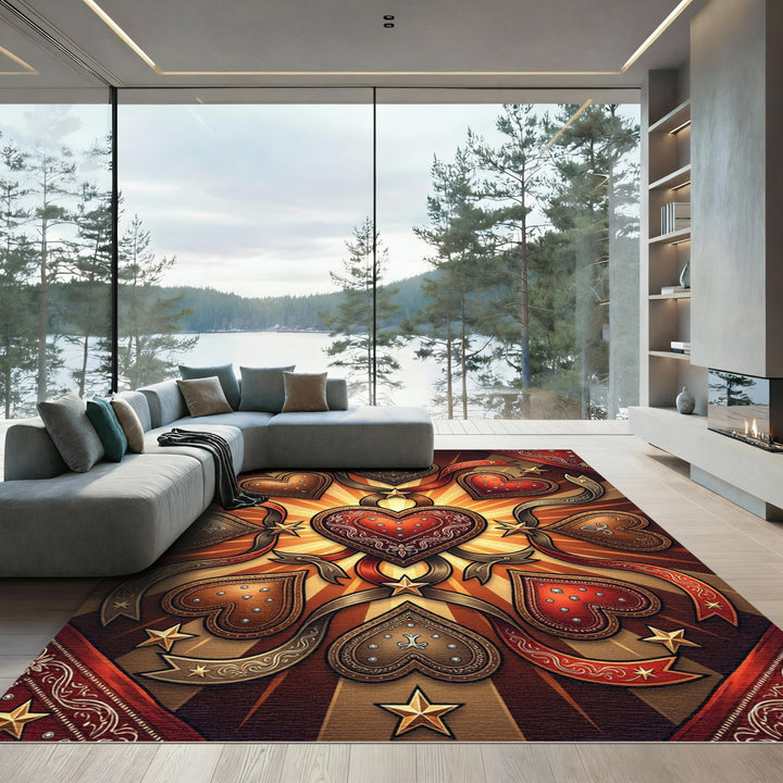 Ornate Hearts and Stars with Ribbons Rug