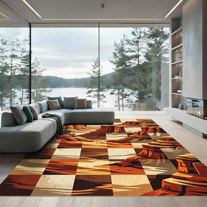 Geometric Canyon Landscape Rug