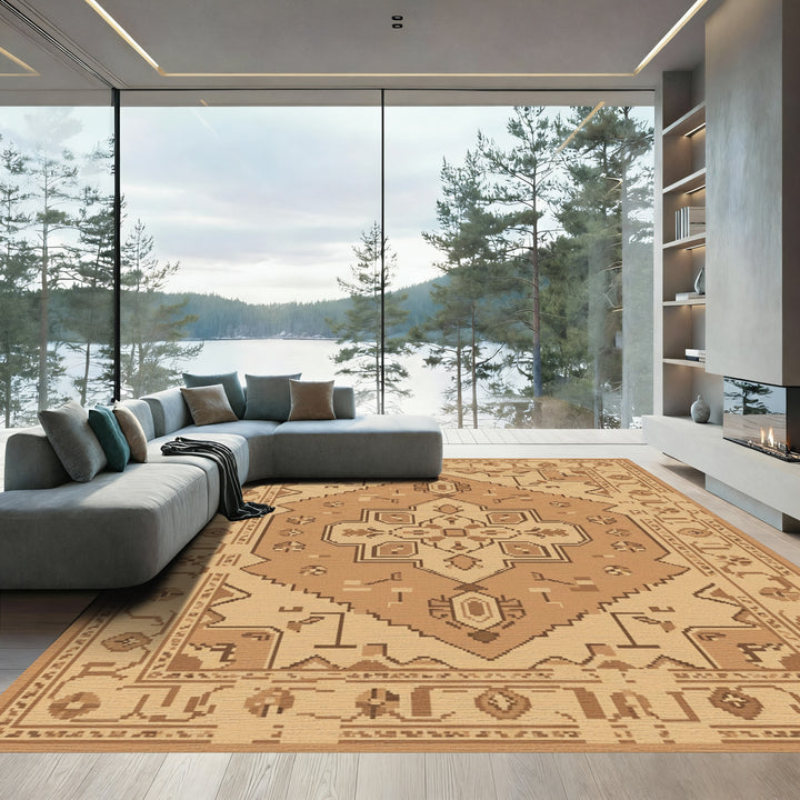 Earthy Tones Geometric Medallion Rug