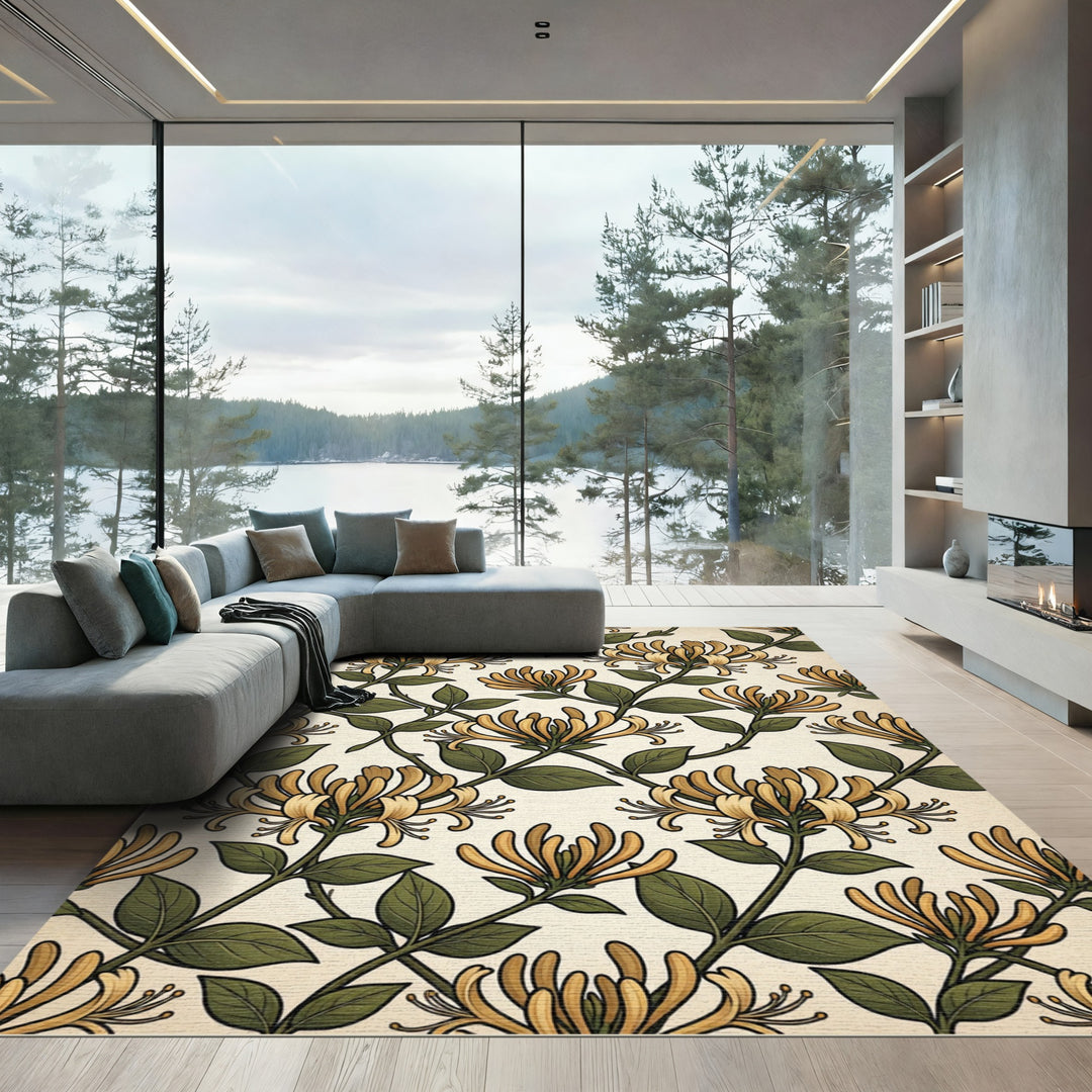 Golden Honeysuckle Vine Blossom Rug