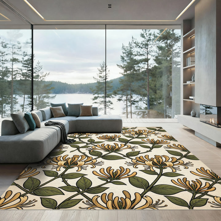 Golden Honeysuckle Vine Blossom Rug