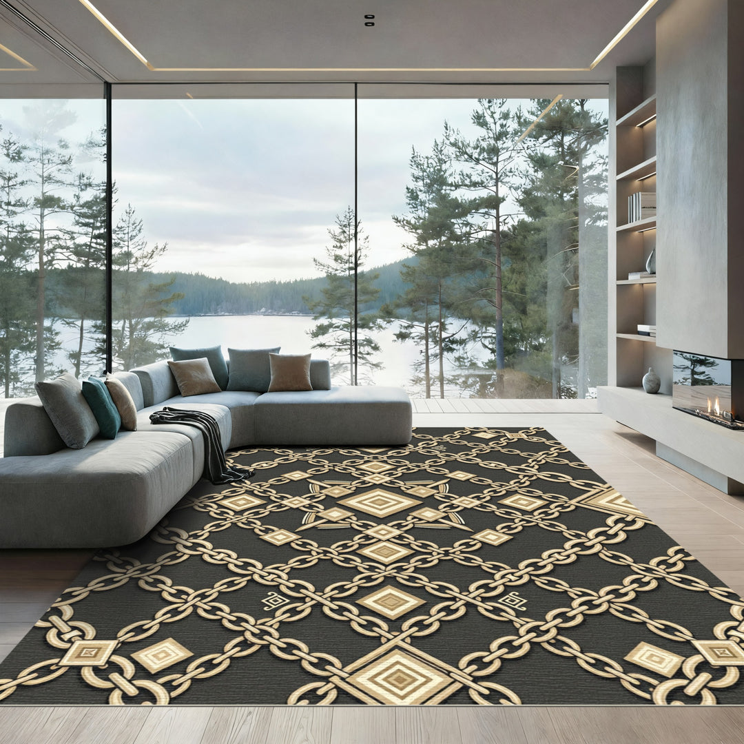 Chic Chain Link Diamond Accent Rug