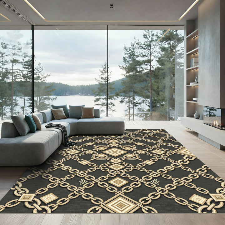 Chic Chain Link Diamond Accent Rug
