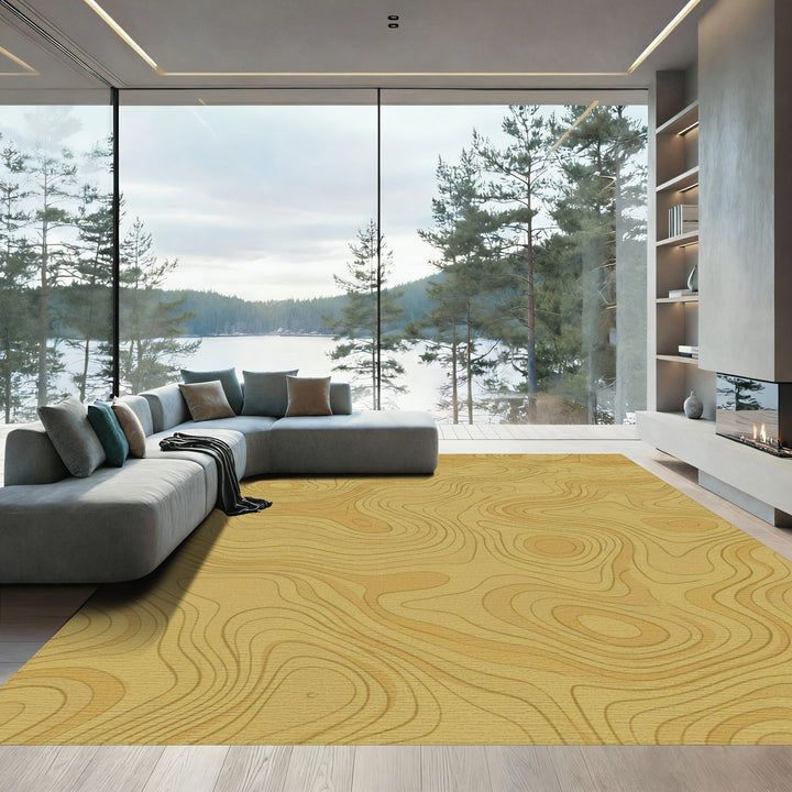 Golden Topographic Contour Rug