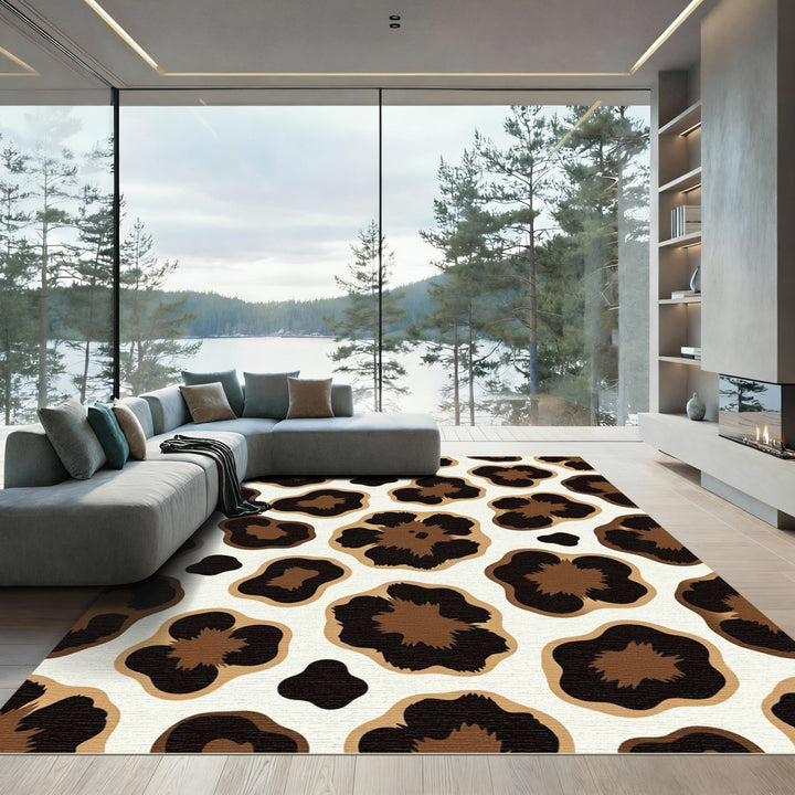 Leopard Print Brown and Tan Rug