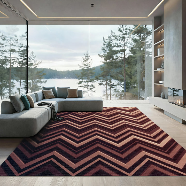 Geometric Chevron Rose Gold Rug