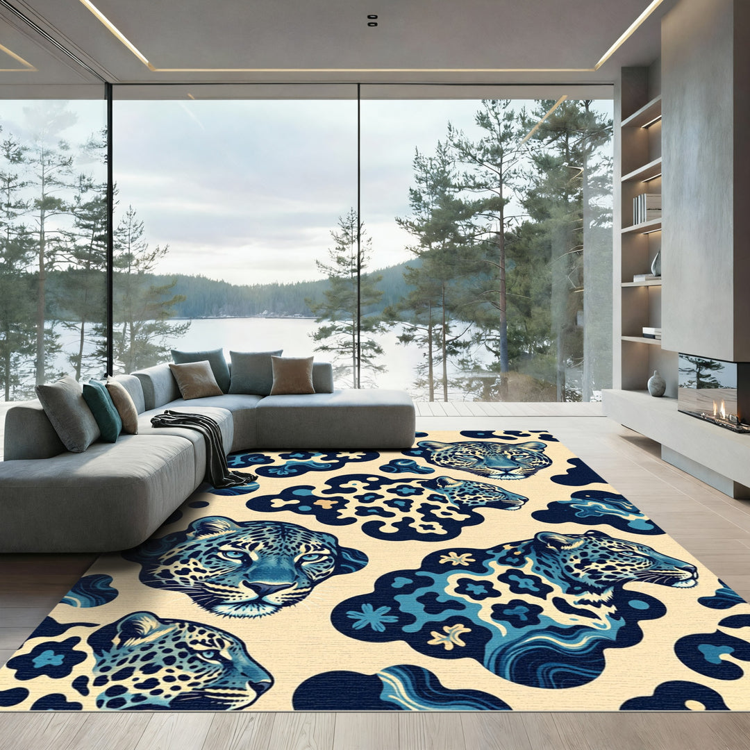 Blue Leopard Spots Abstract Cloud Rug