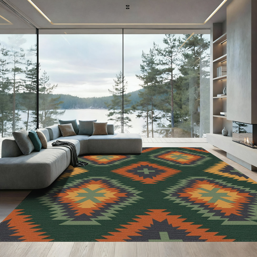 Earthy Terracotta Diamond Kilim Rug
