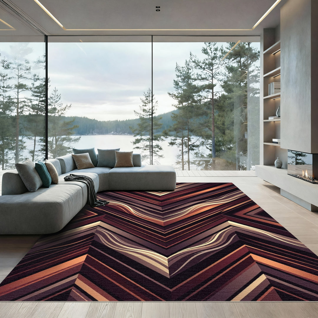 Modern Abstract Woven Chevron Rug