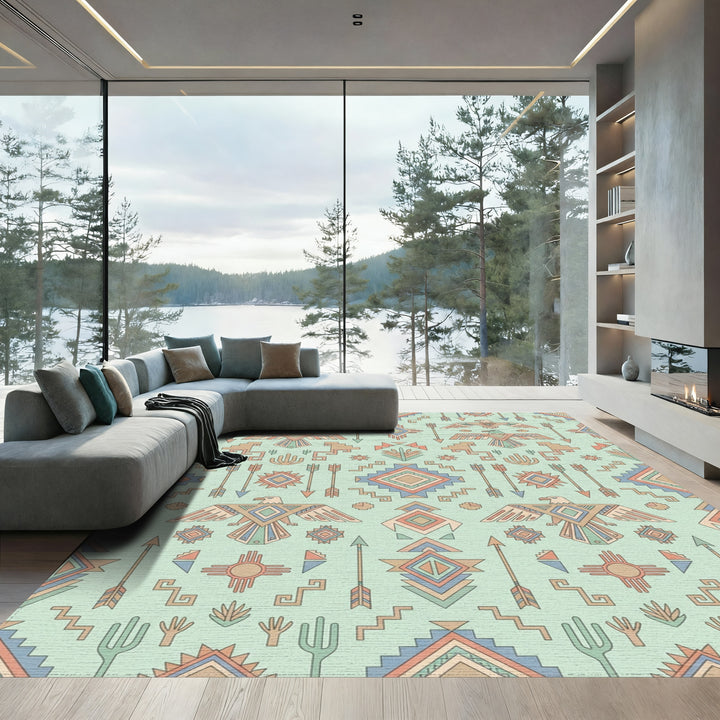 Earthy Eagle Arrow Geometric Native Rug