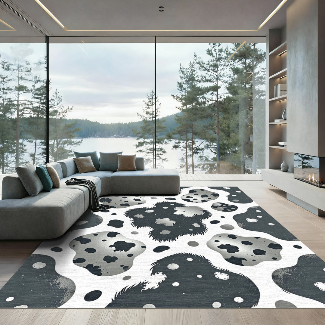 Monochromatic Spotted Amoeba Shapes Rug