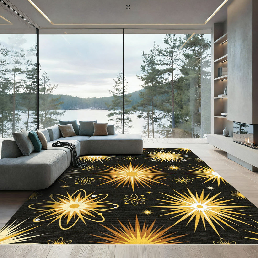 Golden Atomic Burst Radiance Rug