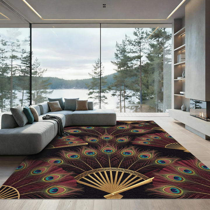 Art Deco Peacock Feather Fan Rug