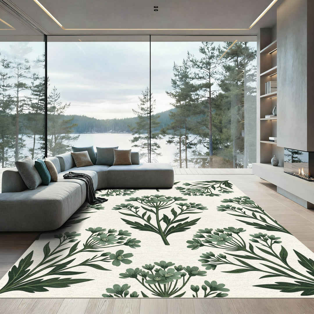 Emerald Green Botanical Herbaceous Rug